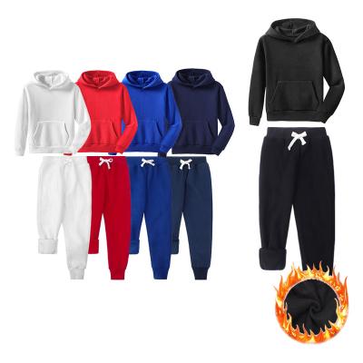 China Custom Anti-wrinkle 2-12 Years Kids Boys Shear Hoodies +Sweatpants Suit Kids Clothing Set Toddler Sportswear Jogging Girls Sweatsuits for sale