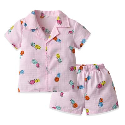 China Wholesale Breathable Toddler Girls and Boy's Cotton Shorts Sleepwear Kids Cartoon Printed Pajamas Homewear Kids Summer Dressing Sets for sale