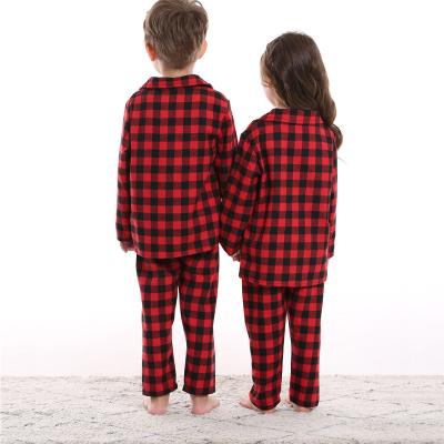 China Wholesale Breathable Unisex Kids Home Pajamas Plaid Boys And Girls Soft Pajamas Set Long Sleeve Children Sleepwear Suit for sale