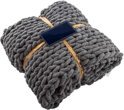 China Super Soft Hand Chunky Knit Weighted Throw Blanket Chunky Giant Knitted Yarn Bohemian Anti Dust Mite Hot Sale For Winter for sale