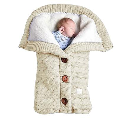 China Anti-Static Newborn Infant Knit Crochet Cotton Sleeping Bag Baby Wrap Blanket Envelope for Girls Boys for sale