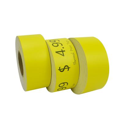 China Price Tag Printable Yellow Paper Card Supermarket Waterproof Custom Shelf Products Thermal Printing for sale