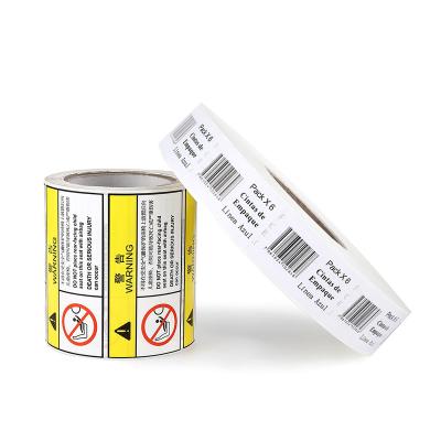 China Custom Waterproof Factory Gloss Lamination Warning Printing Waterproof For Rolling Warning Private Label Sticker Self Adhesive Paper Roll for sale