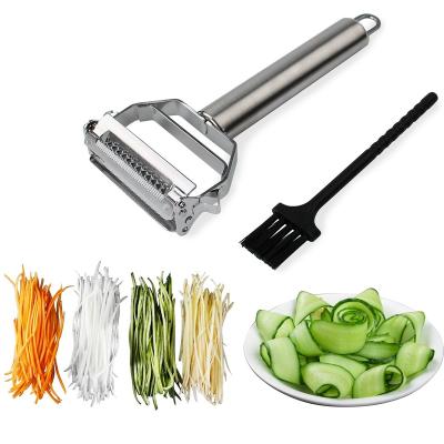 China Viable Julienne Peeler Stainless Steel Cutter Slicer with Pro Cleaning Brush for Vegetable Carrot Potato Melon Instrument Fruit for sale