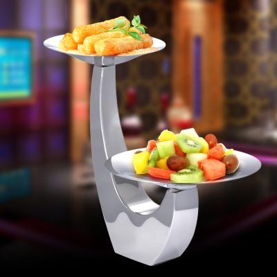 China Western stainless steel stainless steel fruit plate ktv snack dried fruit plate fruit plate double-layer snack plate fruit plate food fruit dish for sale