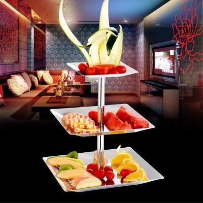 China 2022 Viable New Three-Layer Square Snack Rack Candy Dish Dried Fruit Dish Snack Dish Water Store Ktv Western Food Fruit Dish for sale