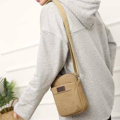 China Hot Selling Canvas Men's Canvas Cross - Body Bag Adjustable Long Strap Single Shoulder Bag Small Messenger Bag For Men for sale