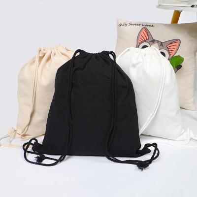 China Drawsting Opening Customized Empty Cotton Canvas Drawstring Bag Backpack Shopping Bag/Packaging Pouch Bag /Gift Bag With Logo for sale