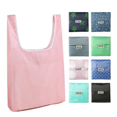 China Eco-friendly Waterproof Oxford Folding 210D Widen Handle Portable And Large Capacity Folding Shopping Bag for sale