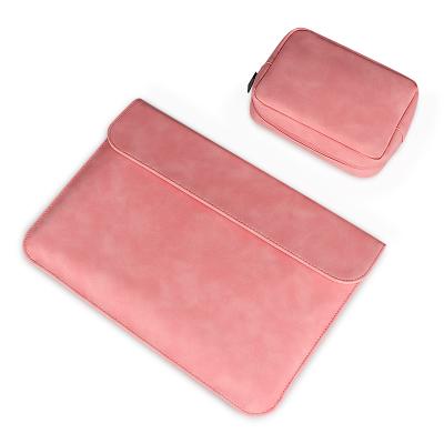 China Portable Leather Waterproof Case Briefcase PU Leather Laptop Sleeve Bag Envelope Protective Sleeve with Small Pocket for Macbook Pro Air for sale