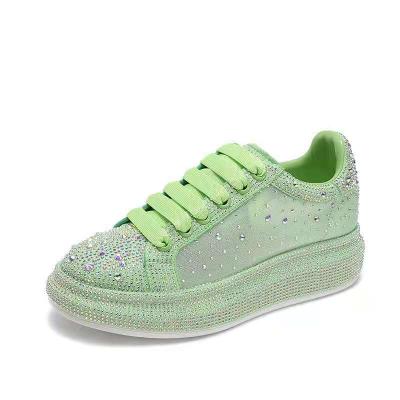 China New fashion breathable women walking casual shoes 2021 style trend faux stone decoration panel sports shoes for sale