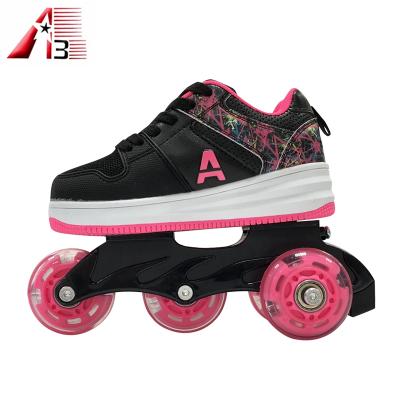 China Instant Lightweight Led Retractable Four-Wheel Roller Skate Running Shoes Brand Flight Skate Roller 4 Wheels Anti-Slippery for sale