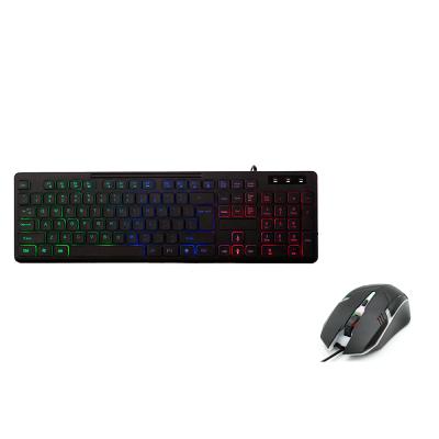 China Anti-Ghosting Keyboard Mouse Set LED Rainbow Color Backlight Gaming USB Wired Keyboard Mouse Set Gamer Keyboard for sale