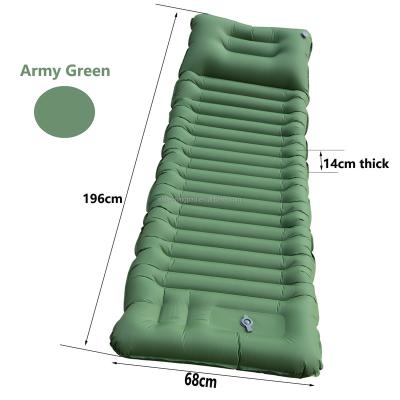 China Camping Pad 14cm Thick Super Ultralight Quick Inflate Waterproof Inflatable Sleeping Mat With Pillow Air Mattress for sale