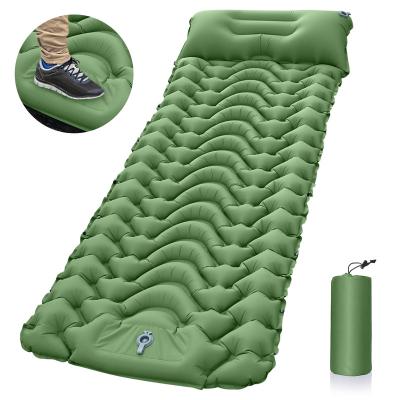 China Ultralight Good Quality Self Inflating Camping Air Bed Mattress Single Inflatable Air Bed With Pillow for sale