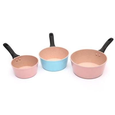 China 16CM Sustainable Compound Milk Pan Frying Pan Household Kitchen Bottom Non-stick Coating Aluminum Pots for sale