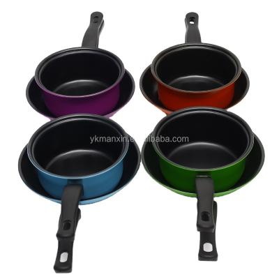 China 16CM Sustainable Milk Pan / 20CM Frying Pan Non-Stick Die Cast Iron Cooking Pot Set Cookware for sale