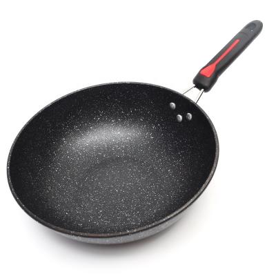 China 32CM viable wok pan pan medical stone non-stick induction cooker suitable for gas stove special iron wok for sale