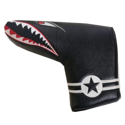 China Wholesale Head Cover Shark Golf Club Putter Head Cover In PU Material Black Color for sale