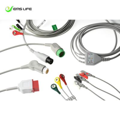 China For ECG patient monitor one piece cable with 3 clip lead wires for mindray T5, T8, IMEC, IPM monitor for sale