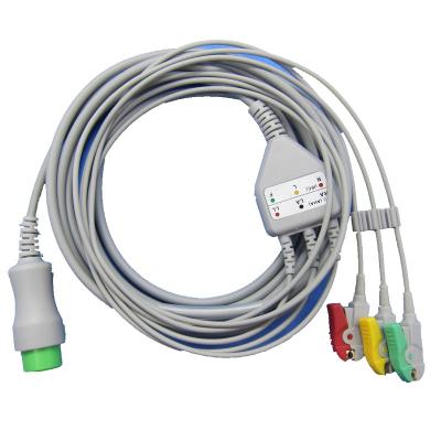 China Wholesale one piece clinic ECG cable with 3 leads snap, MINDRAY T5/T8 ecg cable for sale