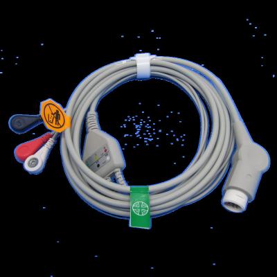 China Medical Examination Factory Supply ECG One-Piece Cable 3 Leads, Snap, Mindray PM5000/6000 Medical Accessories for Hospital Use Patient-Monitor for sale