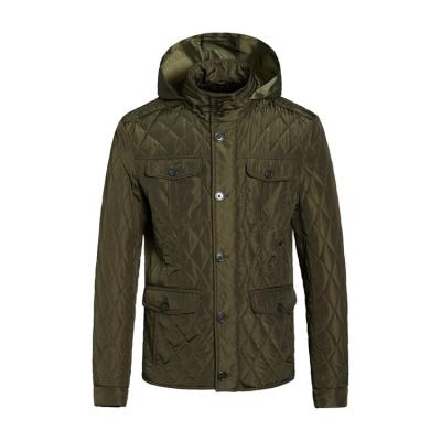 China Waterproof Quilted Jacket Polyester Jacket Men's Waterproof Quilted Jacket With Hood In Collar for sale