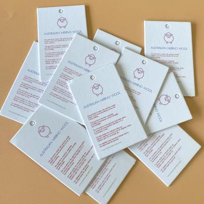 China Recyled Recycle Print Logo Luxury Jewelry White Paper Hang Tag Hanging Clothing Thick Hand Tags For Garment for sale