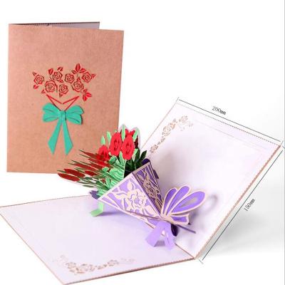 China High End Europe Flower Pop Up 3d Greeting Card With Envelope, Mother's Day / Wedding / Birthday Invitation Cards for sale