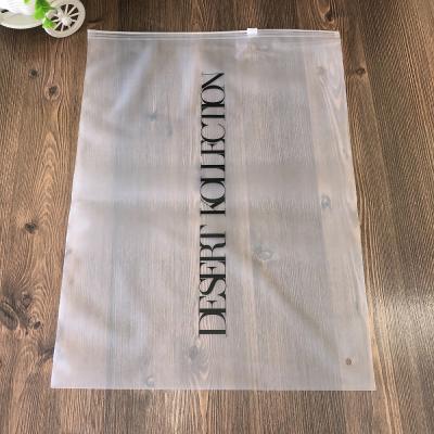 China Wholesale Custom Logo Security Frosted Plastic Bag Clothes Zip Lock Self Packaging Matte Frosted Zipper Bags for sale