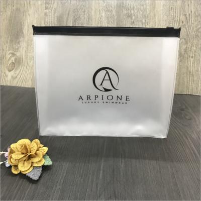 China Custom Black Logo Printing Moisture Proof Zipper Matte Frosted Poly Zipper Plastic Bag Garment Zip Bags for sale