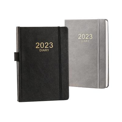 China Custom Logo Pu Diary 2022-2023 Planner Notebook Eco-friendly Paper Weekly Monthly Planner Business 2023 Planner Notebook With Calendar Stickers Notebook for sale