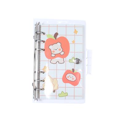 China Metal campus cartoon logo mini aesthetic cartoon convenient buttons wholesale custom paper transparent protective bag rings PU children notebook for school for sale