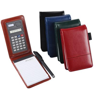 China Small and Convenient Notebook Memo Pad Cover Holder Small Flip Jotter Mini Notebook Case Note Papers Calculator Pens Business Notepad for sale