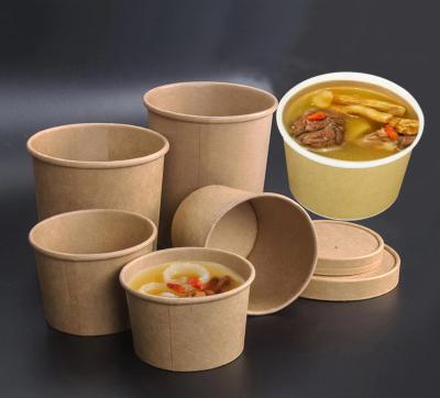 China Wholesale Custom Brown Microwavable Food Grade Bowl 1100ml Kraft Paper Bowl Microwavable Paper Bowl With Plastic Cover for sale