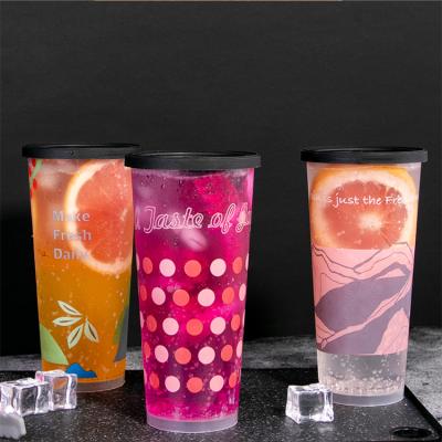 China Full Print Viable In Mold Label PP Injection Cup With Customized Logo 360ml 500ml 700ml 1000ml for sale