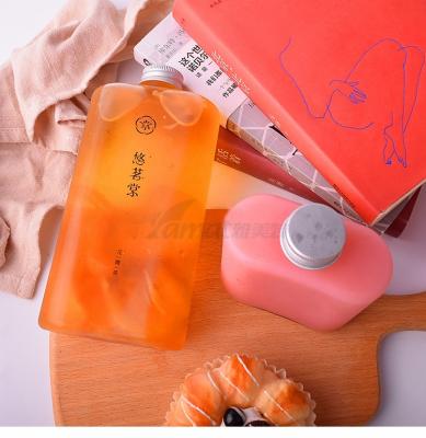 China 300ml 500ml Package Juice PET Disposable Eco-Friendly Beverage Bottle Transparent Plastic Empty Milk Tea Enzyme Bottle With Cover for sale