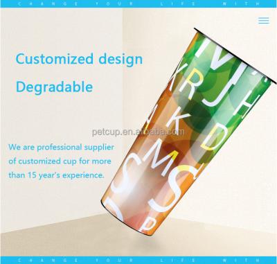 China Full Printing Disposable In Mold Injection Food Grade 360ml 500ml 700ml Take Away Beverage Beverage PP Recycled Clear Plastic Cup for sale