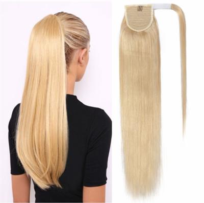 China Hot Selling Silky Straight Wave Wrap Around Light Blonde #60 Blonde Ponytail #613 Half Up Half Down Ponytails Ponytail Extensions for sale