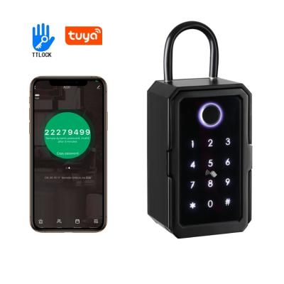 China Home Waterproof WiFi Remote Control Fingerprint Office Hotel Apartments Hotel Tuya Storage Lock Safe Smart Key Box TTlock Tuya for sale