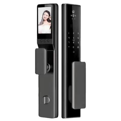 China Home office 3D face recognition hole recognition tuya digital fingerprint wifi hotel apartments smart door lock with camera for sale