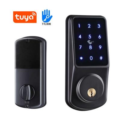 China Hotel Apartments Home Office Secure Lock Tuya TTlock Digital RFID Touch Screen Keypad WiFi Deadbolt Smart Door Lock for sale