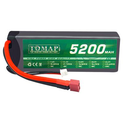 China Long life environmental hard shell safety lithium 3.7V 2s 7.4V 5200mah rc lipo rechargeable battery for play car truck toys model for sale