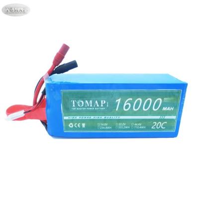 China Wholesale Soft Lipo 20C 40C 6S1P 22.2V 16000 Mah Lipo Battery Packs For Environmental Safety Long Life OEM Package Soft Agricultural UAV for sale