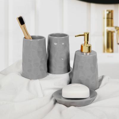 China 4 Piece Sustainable Luxury European Ceramic Bathroom Accessories Decorative Set for sale