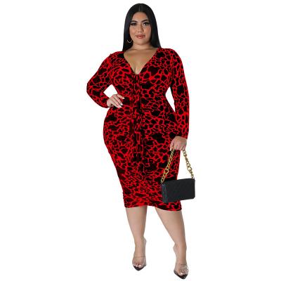 China A040 2022 hot sale long sleeve leopard print fabric high quality viable plus size women's clothing casual wear for sale