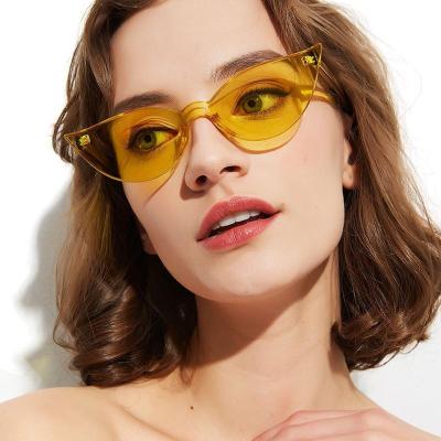 China Latest Fashion Sunglasses Women Cat Eye Shades UV Orange Sunglasses Ladies Frameless Custom Lens 400 Shades for sale