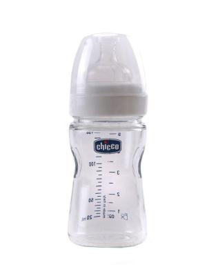 China Factory Price Baby Feeding Bottle 150ml Borosilicate Glass Food Grade Silicone Breast Milk Bottle BPA Free for sale