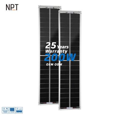 China Cheap Homeuse Energy Efficient Ecoflow Portable Power Watt Installed 200 W Single Glass Solar Watt Solar Panel System 166mmx166mm for sale