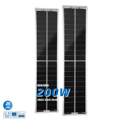 China 200w BIPV House Made Of Energy Efficient Average Price Equipment Clean Flexible  Single Glass Mono Crystalline Solar Panels 166mmx166mm for sale